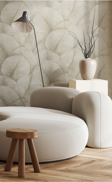 Leaves minimalist wallpaper perfect for living room